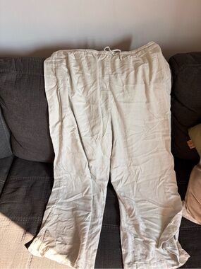 Target Women's Light Cream Drawstring Linen-Blend Pants